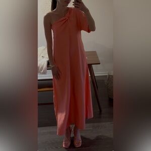 COS One-Shoulder Coral Maxi Dress